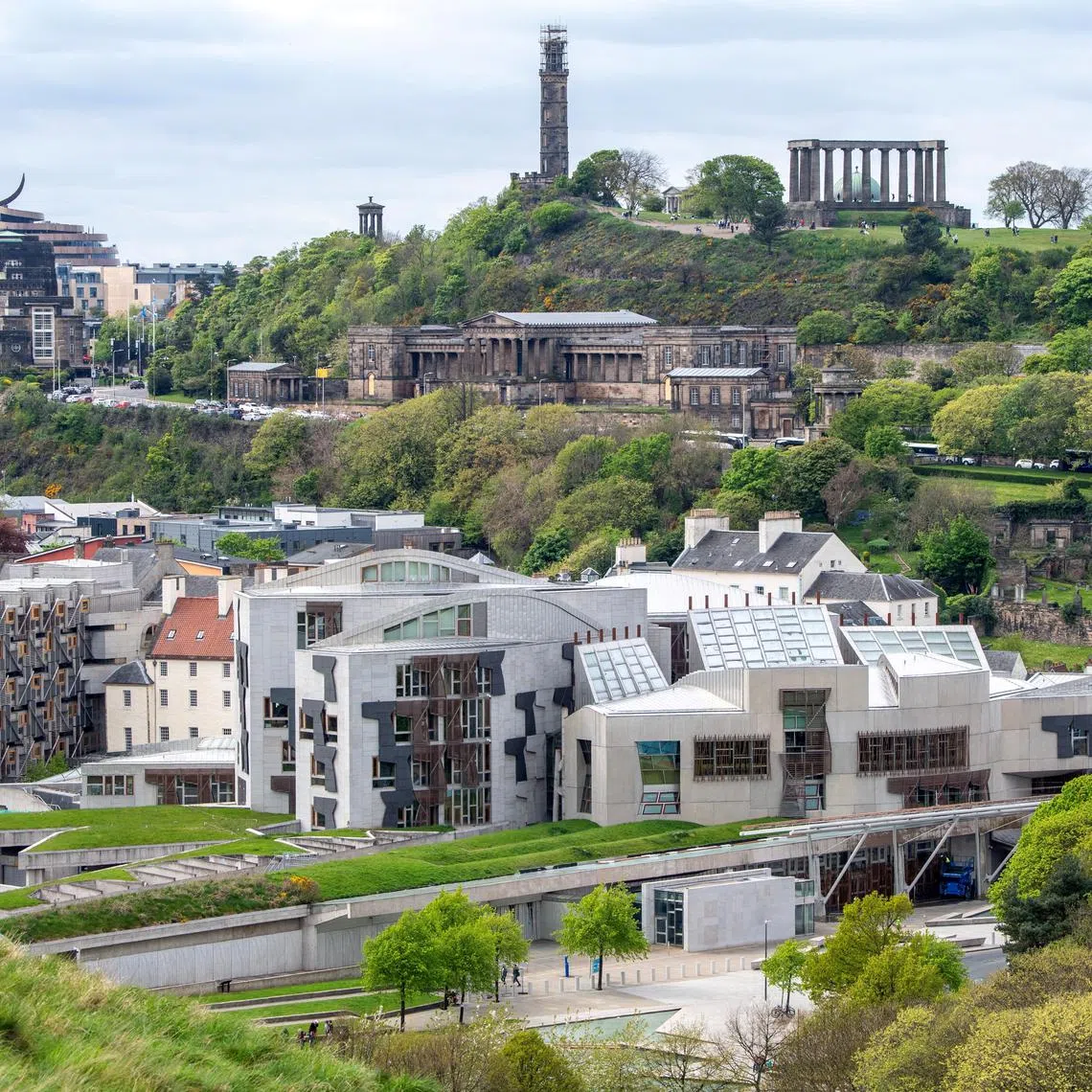 FILE PHOTO: A general view of the Scottish Parliament Building, in Holyrood, Edinburgh, Scotland, Britain, May 5, 2024. REUTERS/Lesley Martin/File Photo