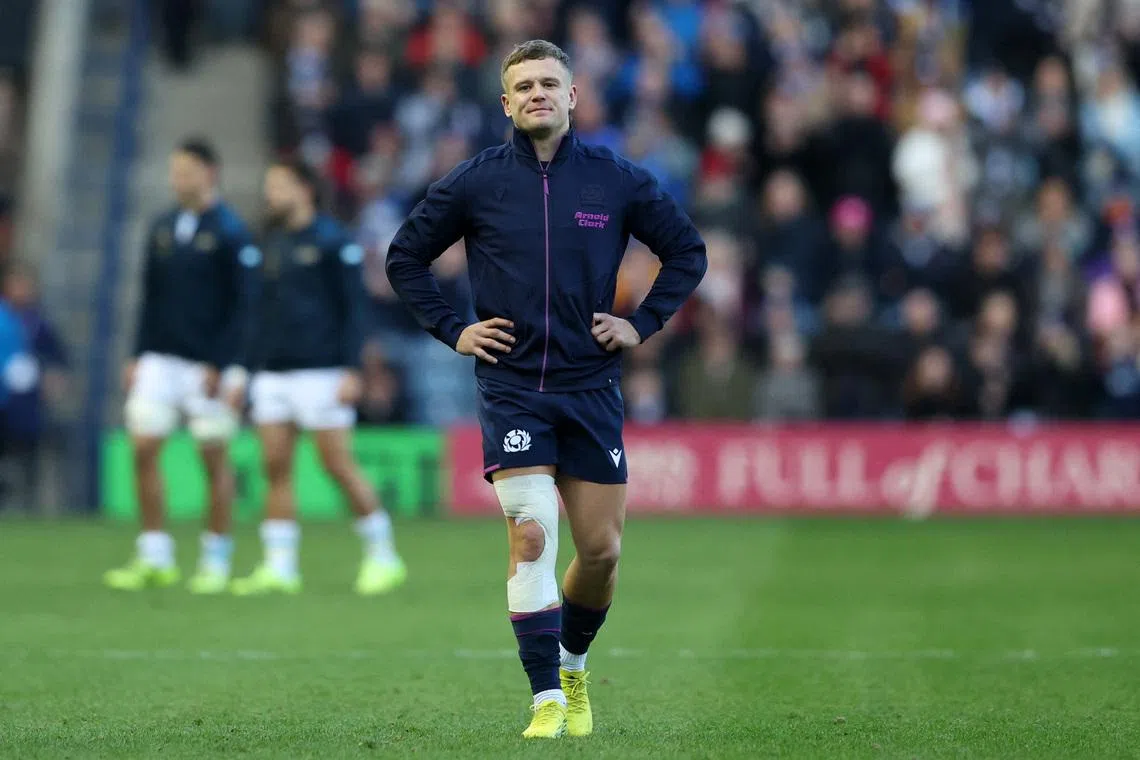 Rugby Union - Autumn Internationals - Scotland v Argentina - Murrayfield Stadium, Edinburgh, Scotland, Britain - November 16, 2025 Scotland's Darcy Graham during the warm up before the match REUTERS/Scott Heppell