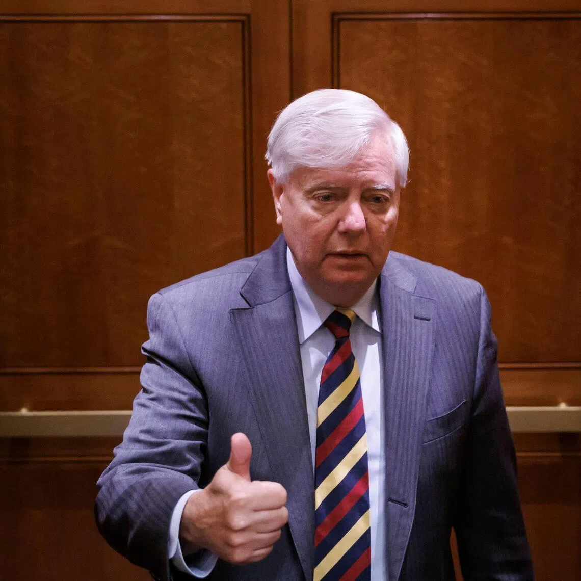 Senator Lindsey Graham speaking to reporters ahead of a vote on Capitol Hill on Jan 30.
