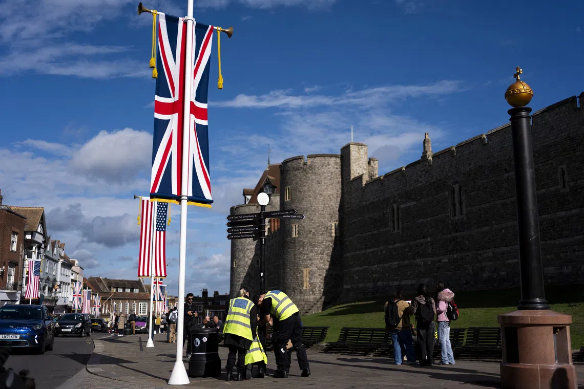 Thames Valley Police officers from their Specialist Search Unit carry out security searches in Windsor ahead of the state visit by US President Donald Trump next week. Picture date: Friday September 12, 2025.    Jordan Pettitt/Pool via REUTERS