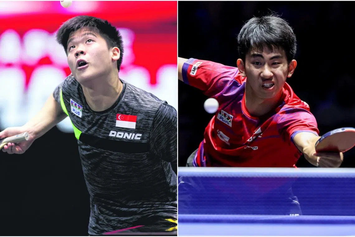 Singapore paddler Izaac Quek (left) and Koen Pang are looking forward to the home support during this festive season. 