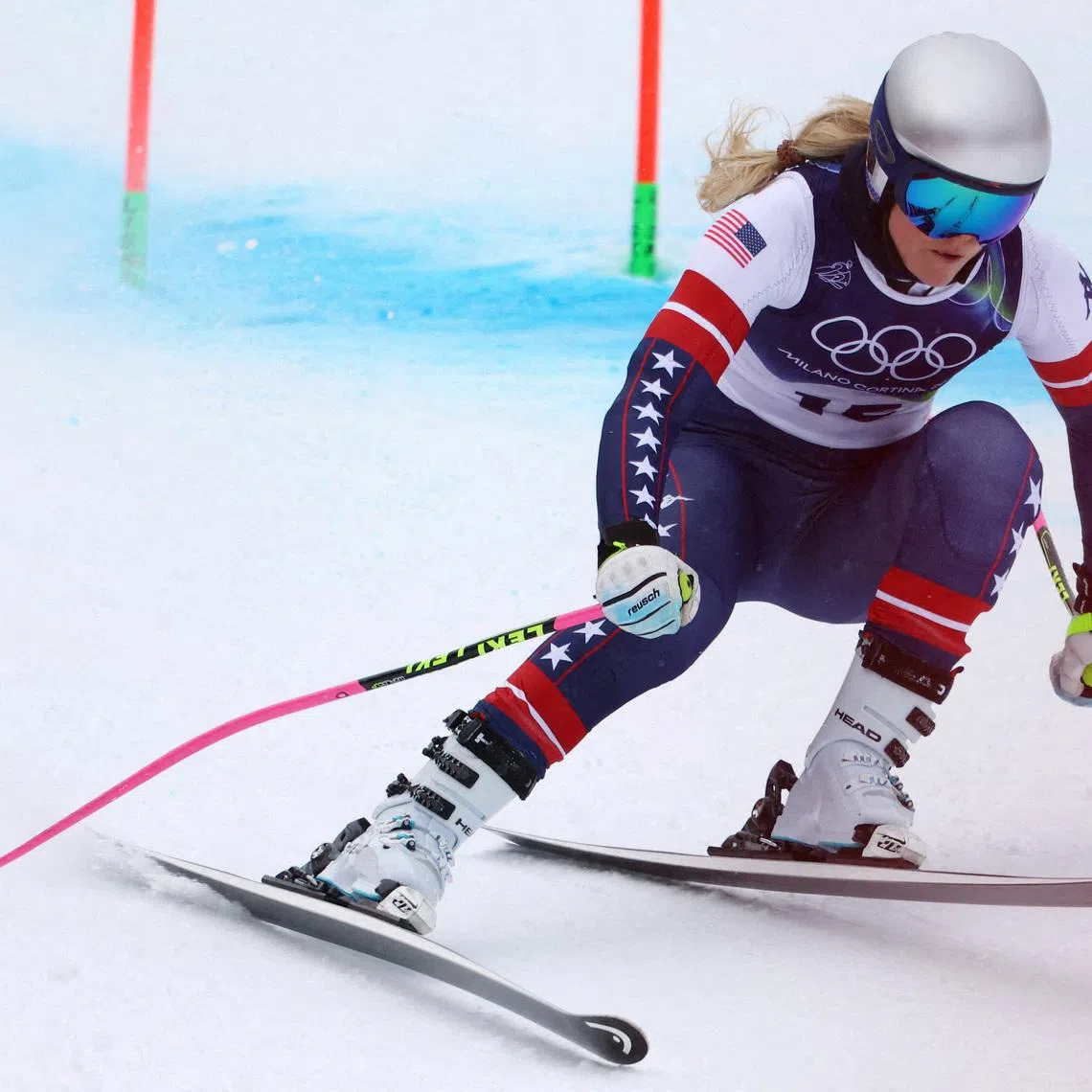 FILE PHOTO: Milano Cortina 2026 Olympics - Alpine Skiing - Women's Downhill 3rd Official Training - Tofane Alpine Skiing Centre, Belluno, Italy - February 07, 2026.  Lindsey Vonn of United States in action during training REUTERS/Lisi Niesner/File Photo