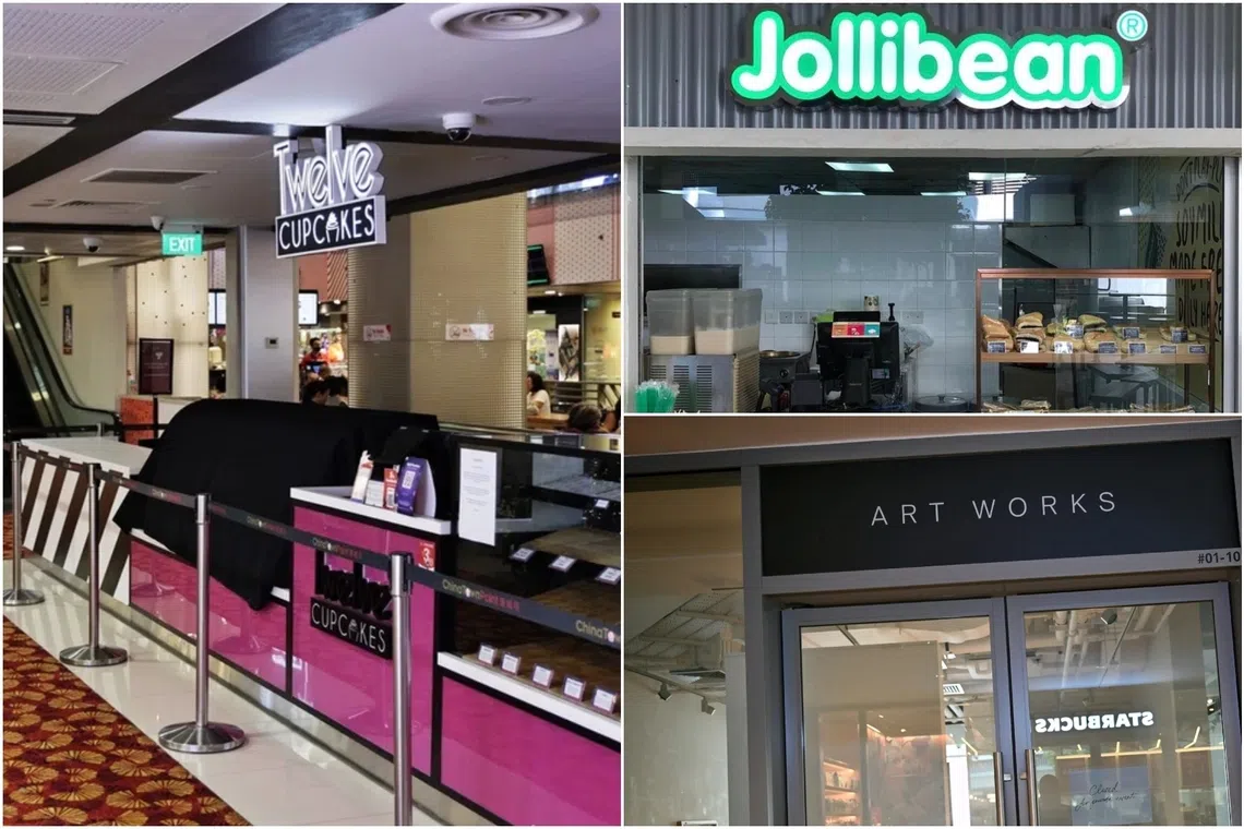 Recent shuttering of businesses including (clockwise from left) Twelve Cupcakes, Jollibean and Art Works left hundreds of workers abruptly without jobs and owed unpaid wages.