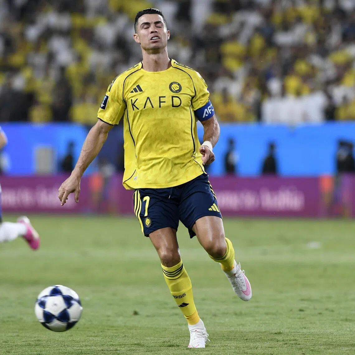 Al Nassr's Cristiano Ronaldo in action in the AFC Champions League Two final against Gamba Osaka in Riyadh, Saudi Arabia on May 16.
