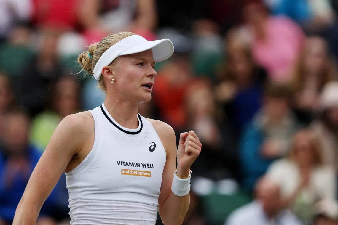 FILE PHOTO: Tennis - Wimbledon - All England Lawn Tennis and Croquet Club, London, Britain - July 6, 2024 Britain's Harriet Dart reacts during her third round match against China's Xinyu Wang REUTERS/Paul Childs/File Photo
