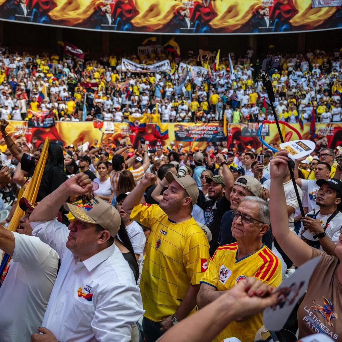 Supporters of far-right candidate for president of Colombia, Abelardo De La Espriella, during a rally in the city of Medellin, Colombia, on May 24.