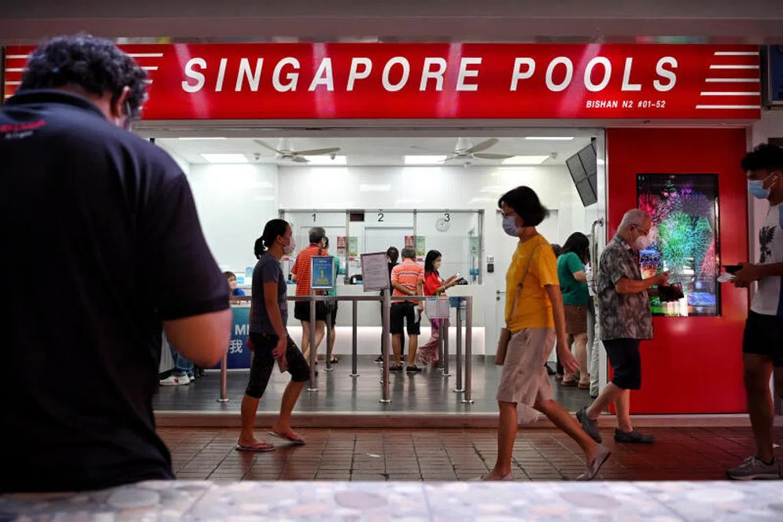 Sums wagered on lotteries and sports increased in its last financial year after Singapore started lifting the Covid-19 restrictions