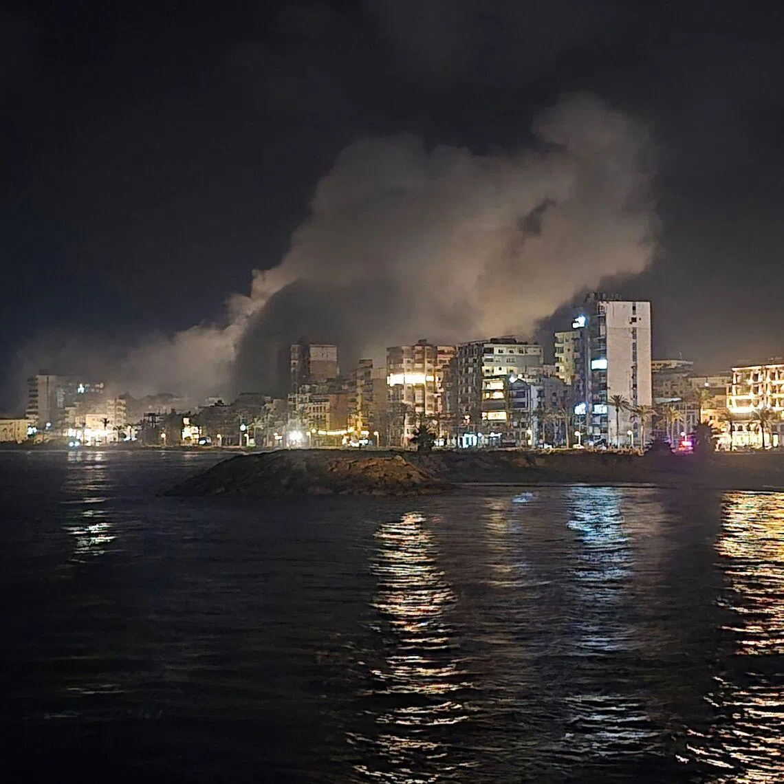 Smoke rising from the site of an Israeli strike that targeted an area in the southern Lebanese city of Tyre on May 23.