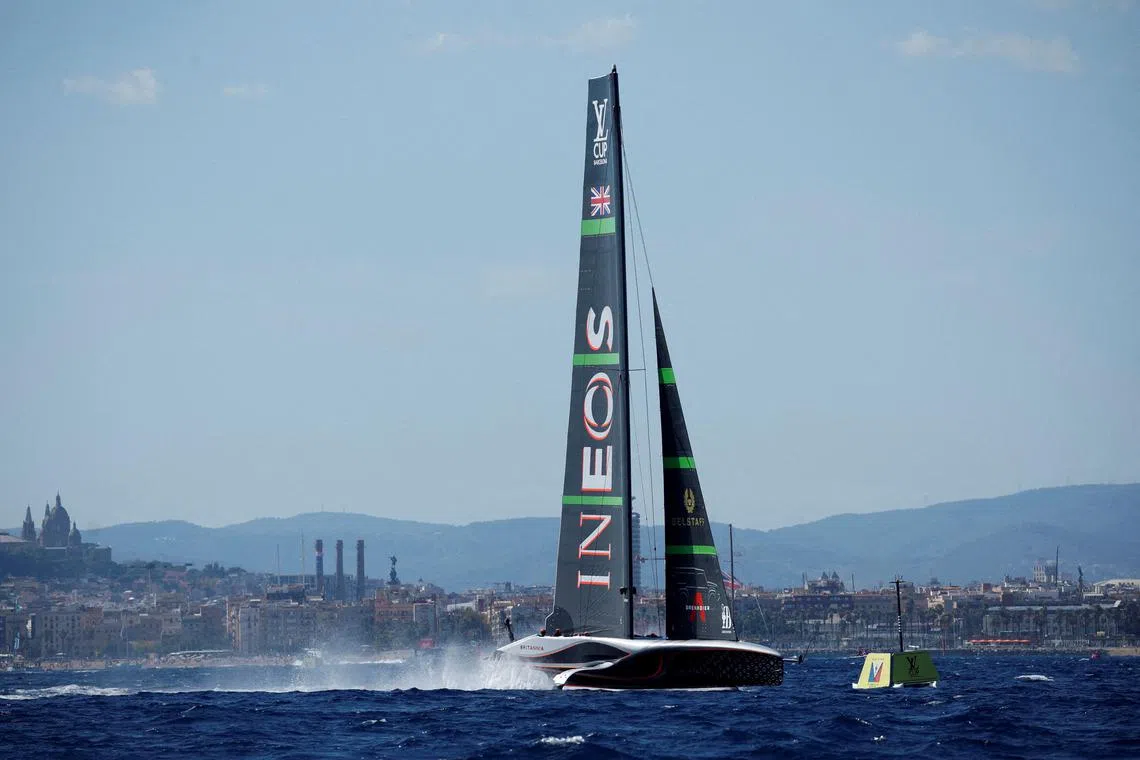 Ineos Britannia at the finish to win round 11 and the final against Luna Rossa Prada Pirelli Team.
