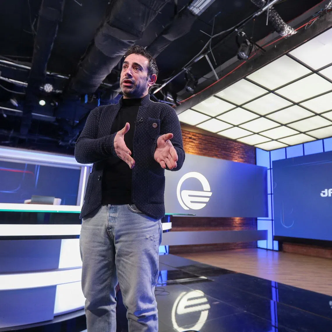 Irakli Chikhladze, Deputy Director General of Imedi TV, speaks in the broadcast studio in Tbilisi, Georgia February 27, 2026.  REUTERS/Irakli Gedenidze