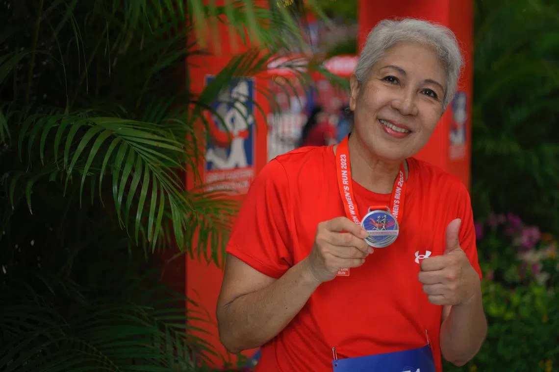 Cancer survivor Xanthe Khatoon completed the 5km event at the Great Eastern Women's Run on Sunday.