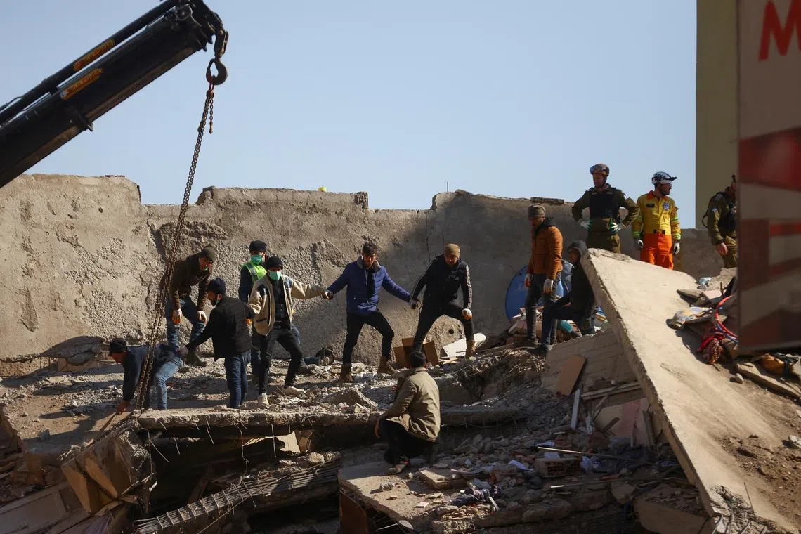 Rescuers searching for survivors in Kahramanmaras, Turkey, on Feb 11, 2023.