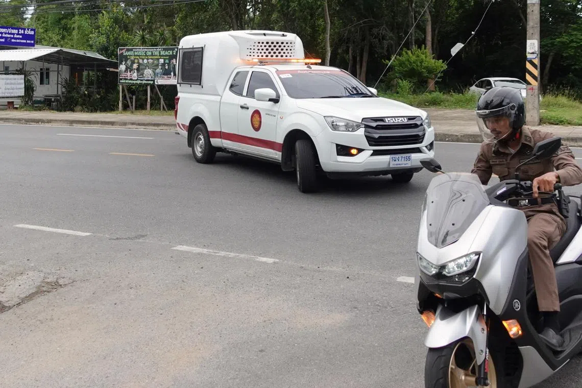 A prisoner transportation vehicle carrying Spanish chef Daniel Sancho Bronchalo arrives at Koh Samui Provincial Court in Koh Samui island, Thailand, on Aug 29.