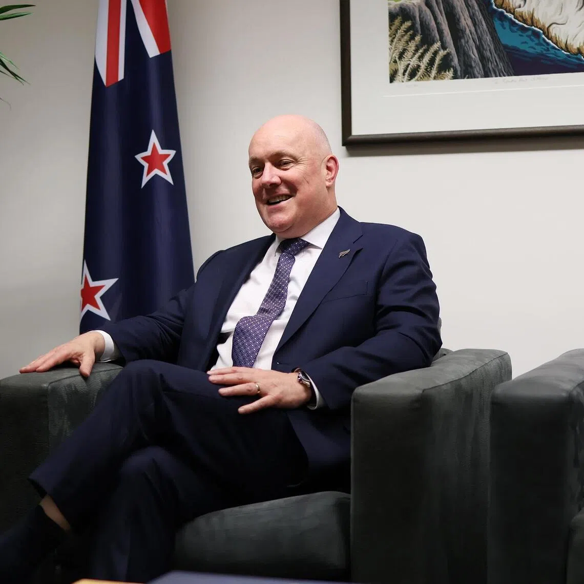 New Zealand Prime Minister Christopher Luxon discusses fuel and food security during an exclusive interview with The Straits Times at his office in the Beehive, Wellington, on April 29, ahead of his official visit to Singapore on May 3.

