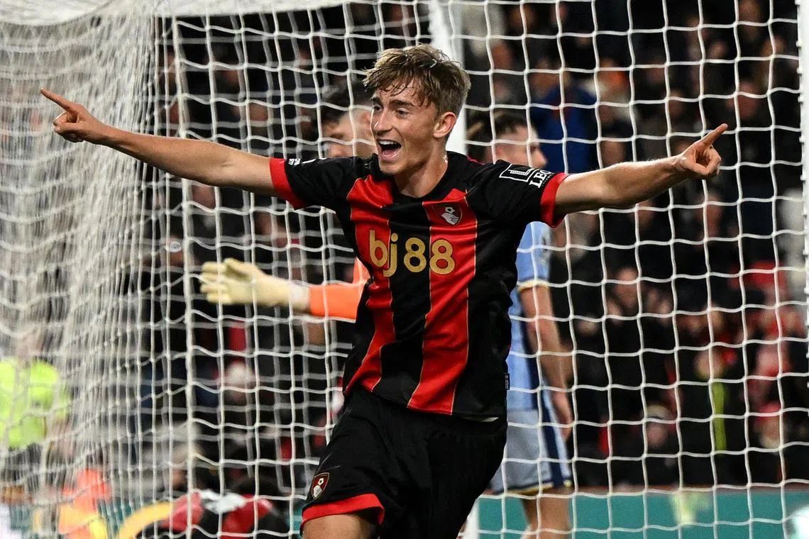 Bournemouth's Dean Huijsen celebrates scoring what turned out to be the only goal of the match.