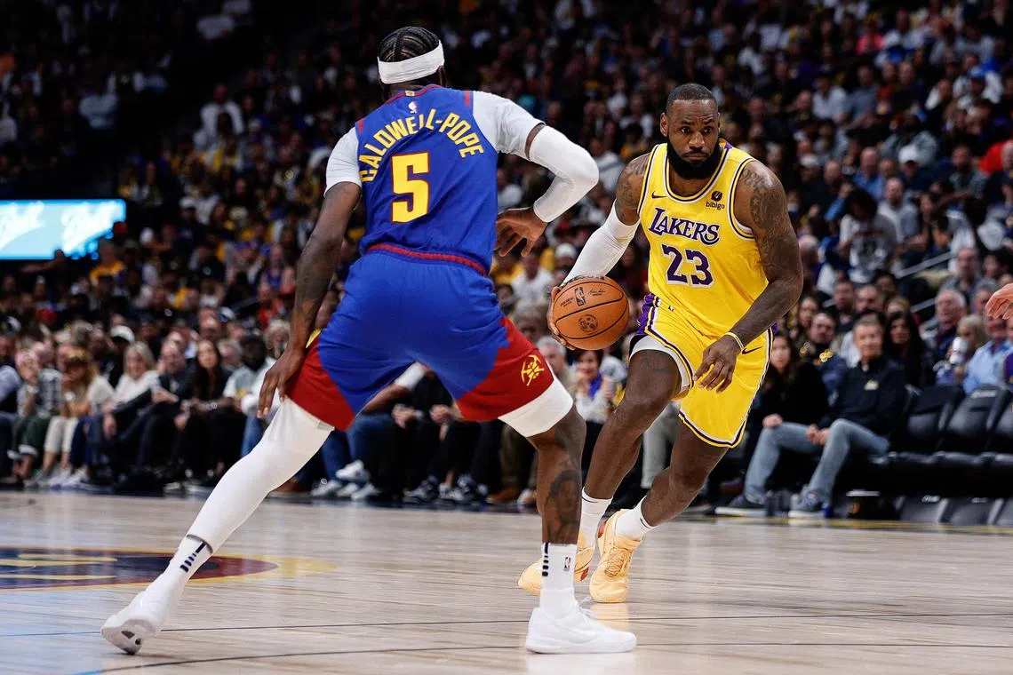 Los Angeles Lakers forward LeBron James, pictured going up against Denver Nuggets' Kentavious Caldwell-Pope, could line up alongside French prodigy Victor Wembanyama in the NBA All-Star game.