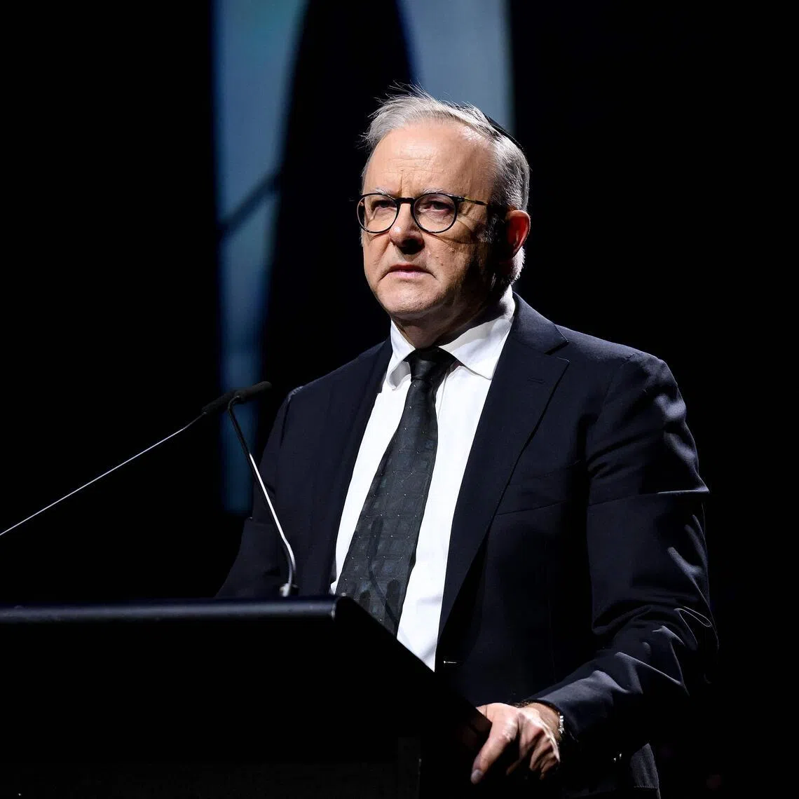 Australia's Prime Minister Anthony Albanese speaking during a memorial service for victims of the Bondi Beach shooting at the Sydney Opera House in Sydney on Jan 22, 2026.