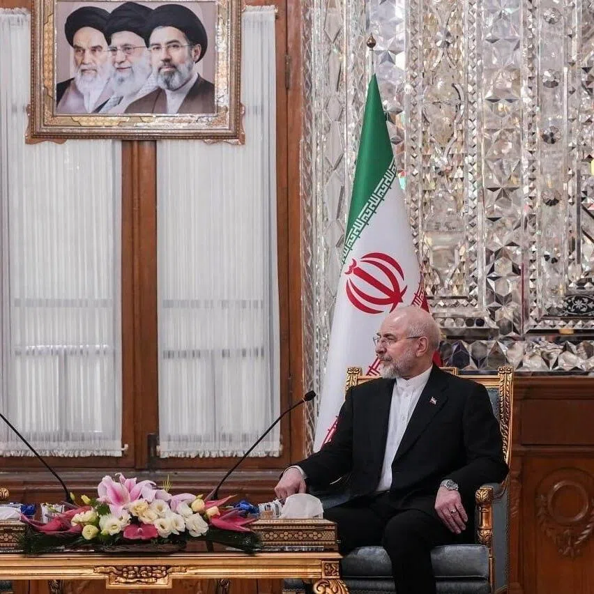 Iranian Parliament Speaker Mohammad Bagher Ghalibaf (right) met with Pakistan army chief Asim Munir in Tehran, Iran on April 16, 2026.