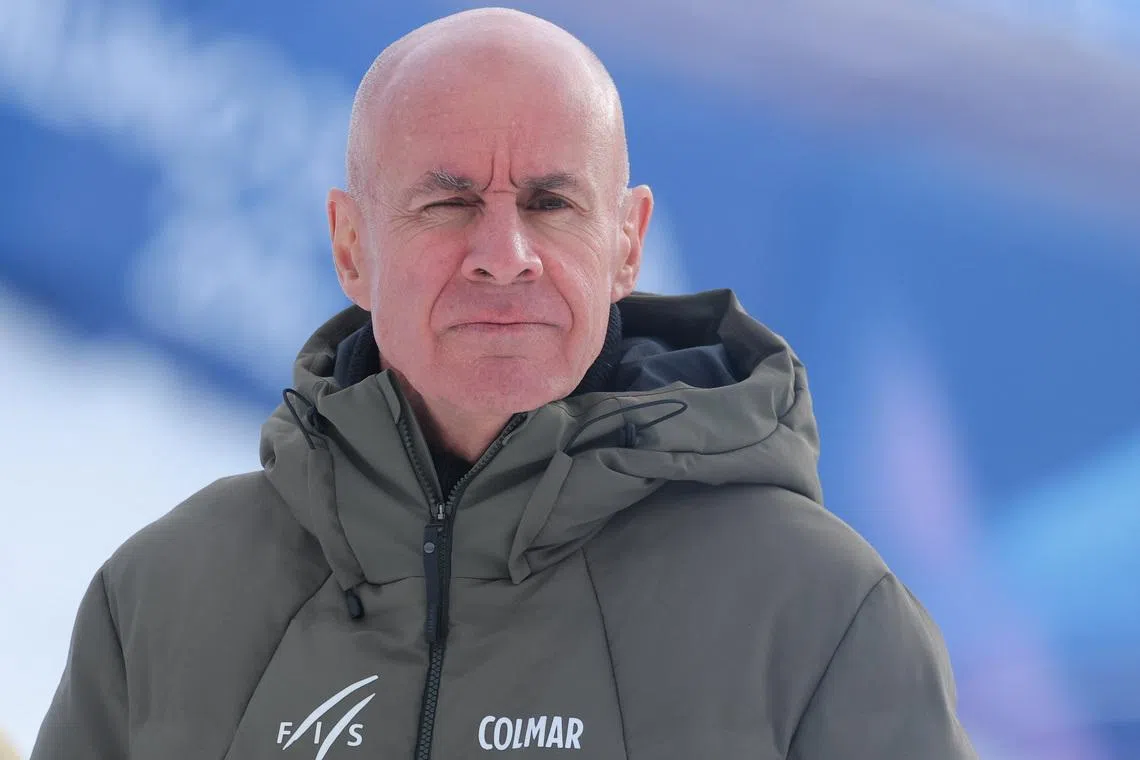 Milano Cortina 2026 Olympics - Alpine Skiing - Men's Slalom Run 2 - Stelvio Ski Centre, Bormio, Italy - February 16, 2026. FIS President Johan Eliasch  REUTERS/Denis Balibouse