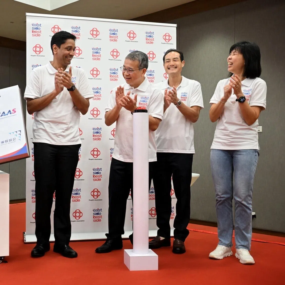 (From left) East Coast GRC MPs Dinesh Vasu Dash, Edwin Tong, Tan Kiat How and Jessica Tan at the launch of the East Side Best Careers initiative on Jan 14.