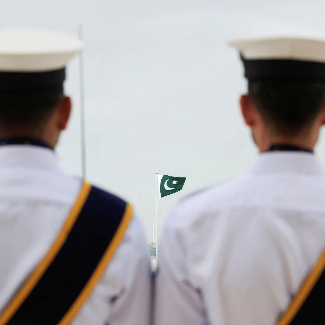 Cadets of the Pakistan Navy stand guard during Independence Day celebrations on Aug 14, in Karachi, Pakistan.