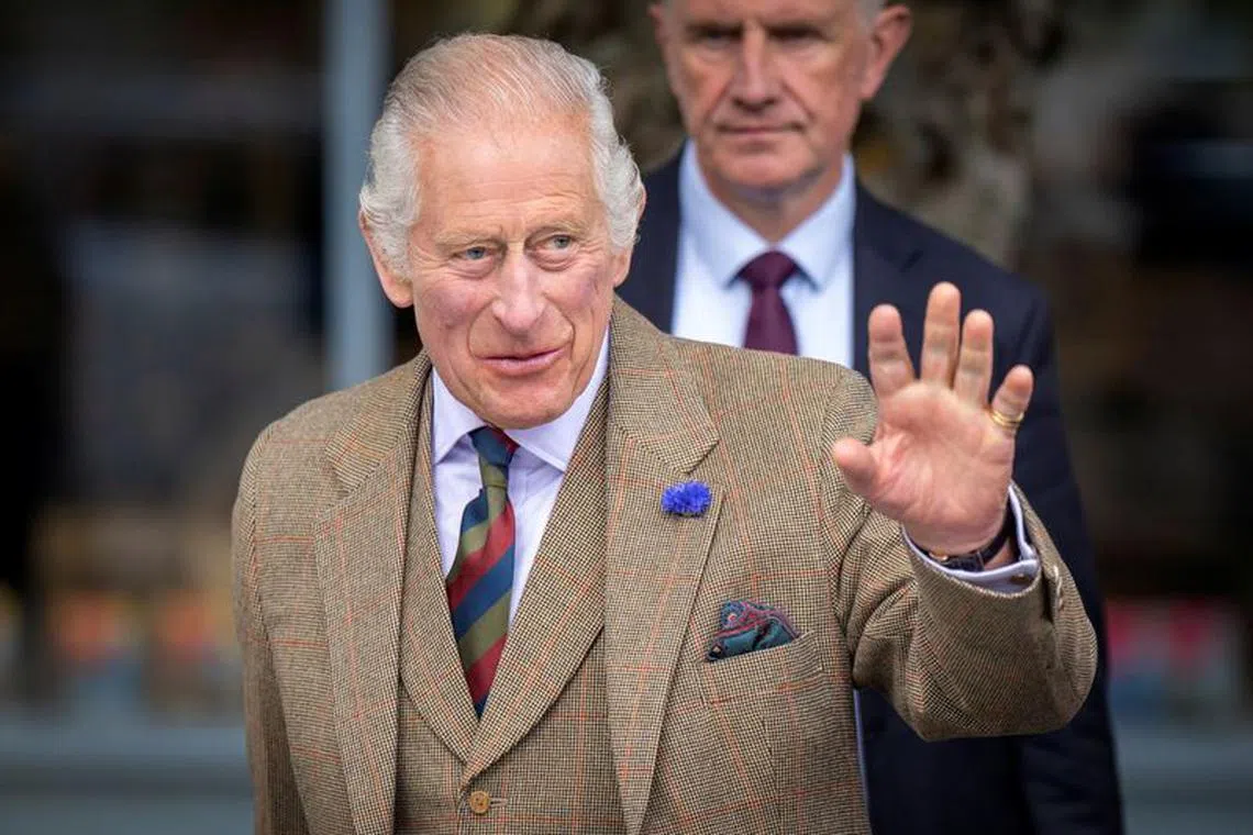 Britain's King Charles visits the Discovery Centre and Auld School Close in Tomintoul, Britain September 13, 2023.  Jane Barlow/Pool via REUTERS/File photo