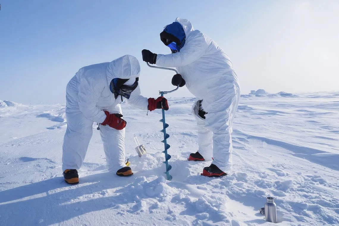 The BIG team digging for polar ice and snow