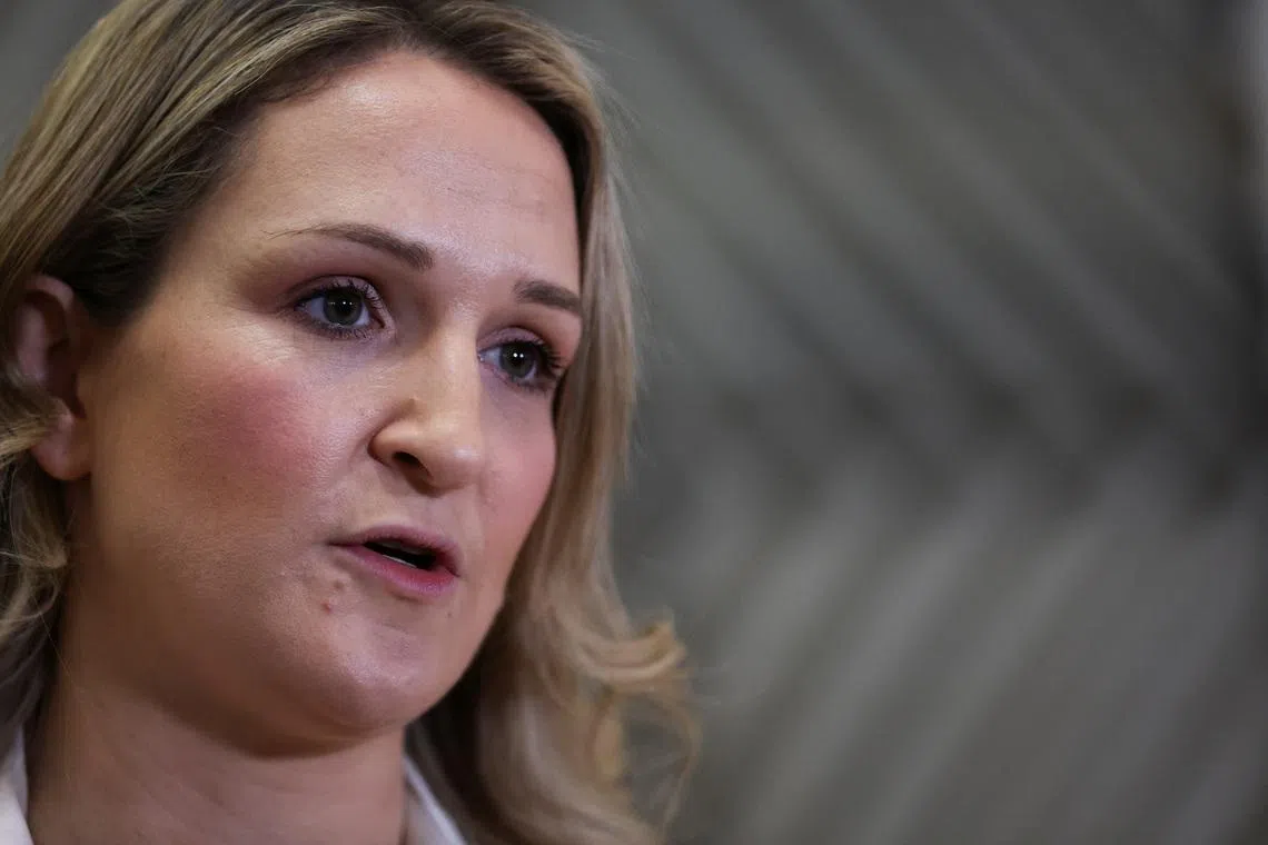 Helen McEntee, Minister for Foreign Affairs of Ireland, speaks on the day she attends an EU Foreign Affairs Council in Brussels, Belgium December 15, 2025. REUTERS/Omar Havana
