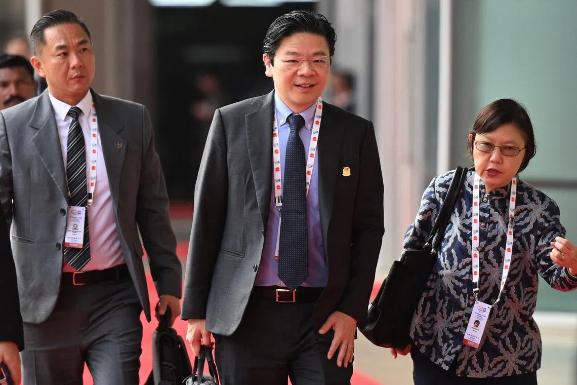 Mr Lawrence Wong arrives to attend the G-20 Finance Ministers and Central Bank Governors Meeting in Gandhinagar, India.