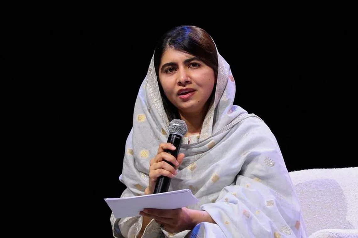 Nobel Peace Prize winner Malala Yousafzai speaks during the 21st Nelson Mandela Annual Peace Lecture on the tenth anniversary of his death, in Johannesburg, South Africa, December 5, 2023. REUTERS/Sumaya Hisham