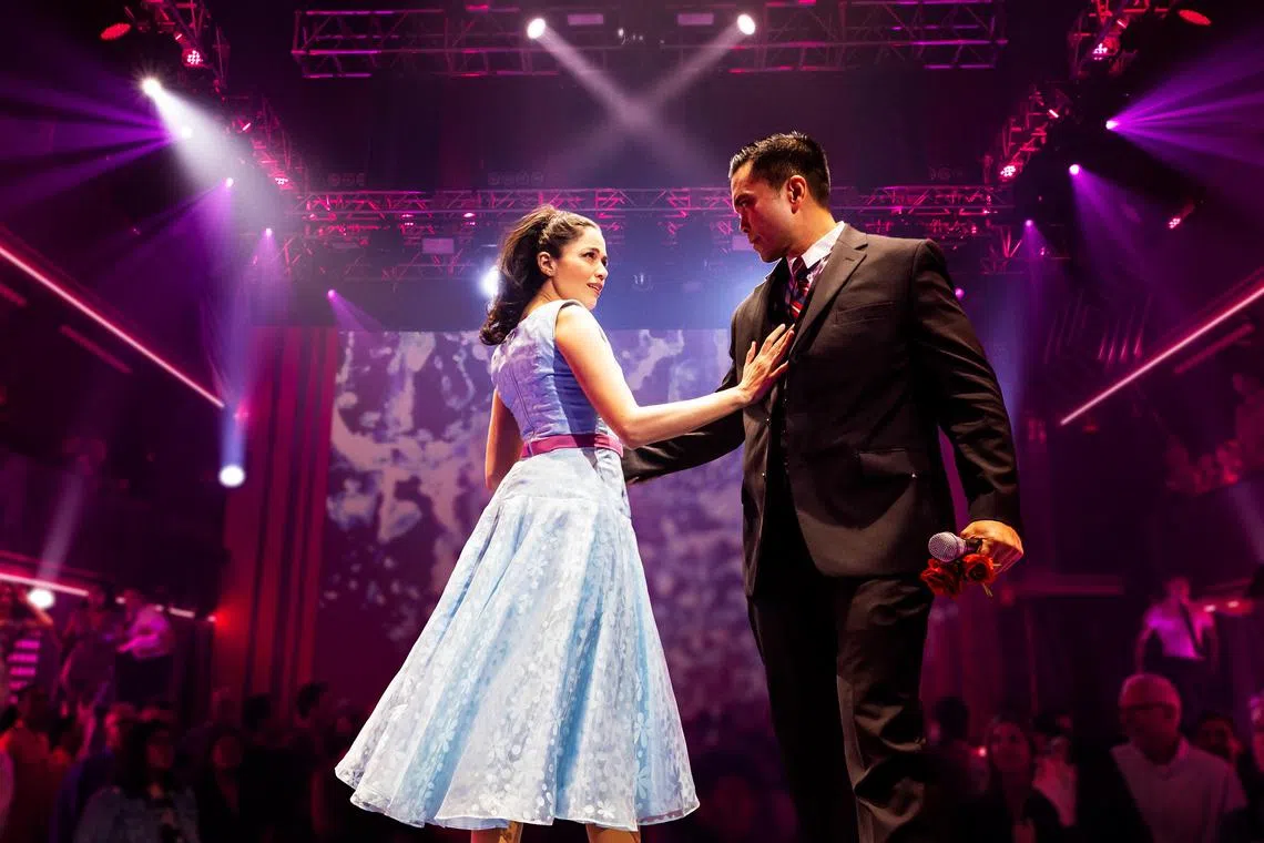 maimelda - Broadway actors Arielle Jacobs and Jose Llana dance onstage as Imelda Marcos and Ferdinand Marcos Sr for 'Here Lies Love' in New York. 


Credit: Courtesy of Billy Bustamante, Matthew Murphy and Evan Zimmerman