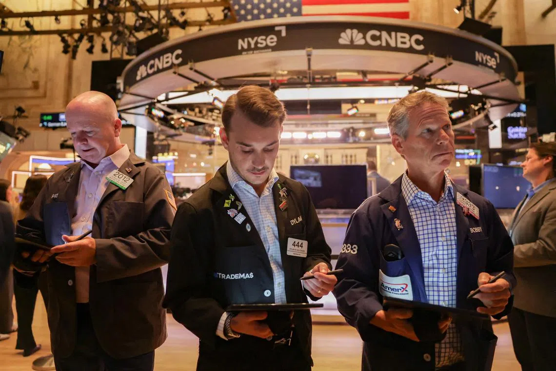 Traders working on the floor of the New York Stock Exchange, in New York City, on May 30.