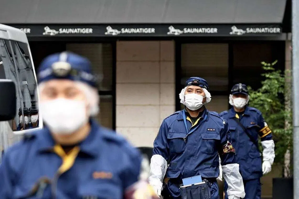 The fire broke out at around noon on Dec 15, 2025, in a private room at sauna shop Saunatiger in Tokyo.