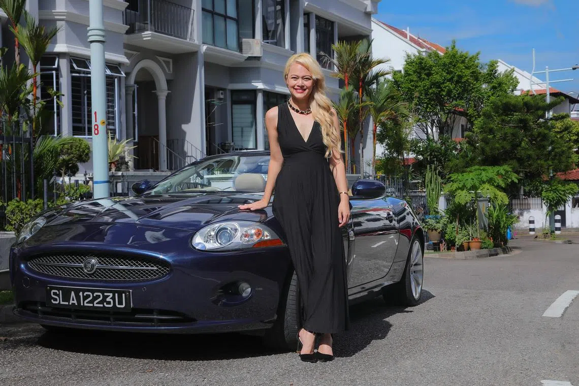 Pitch purr-fect: Nicole Kow shares her father’s love for Jaguars and enjoys driving her Jaguar XK “cat” around the urban jungle.  