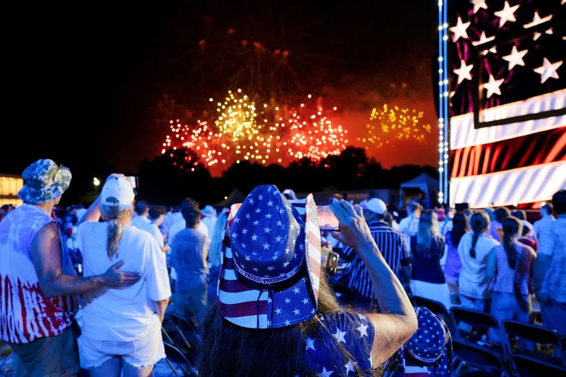 Trump said the fireworks display after his speech will set a record for world’s largest.