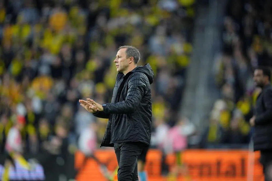 Dec 9, 2023; Columbus, OH, USA; Los Angeles FC head coach Steve Cherundolo looks on against the Columbus Crew during the first half in the 2023 MLS Cup championship game at Lower.com Field. Mandatory Credit: Aaron Doster-USA TODAY Sports/File photo