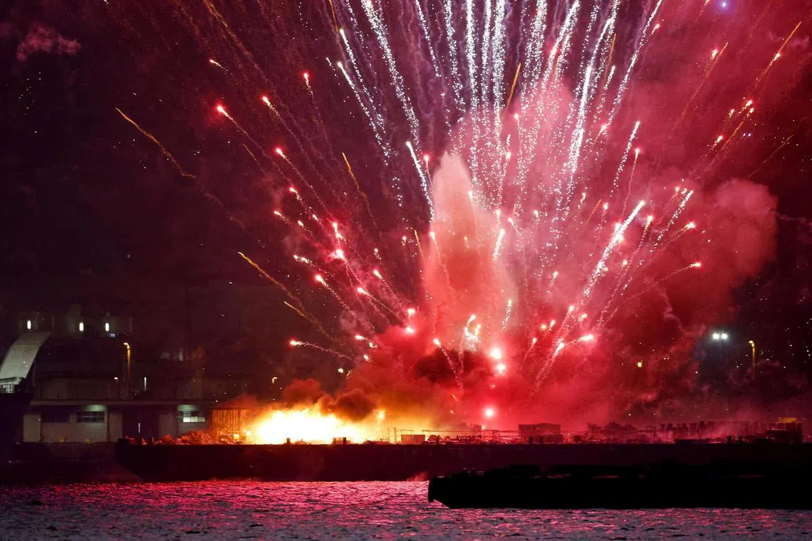 One worker sustained an injury, which local media reports said was minor.