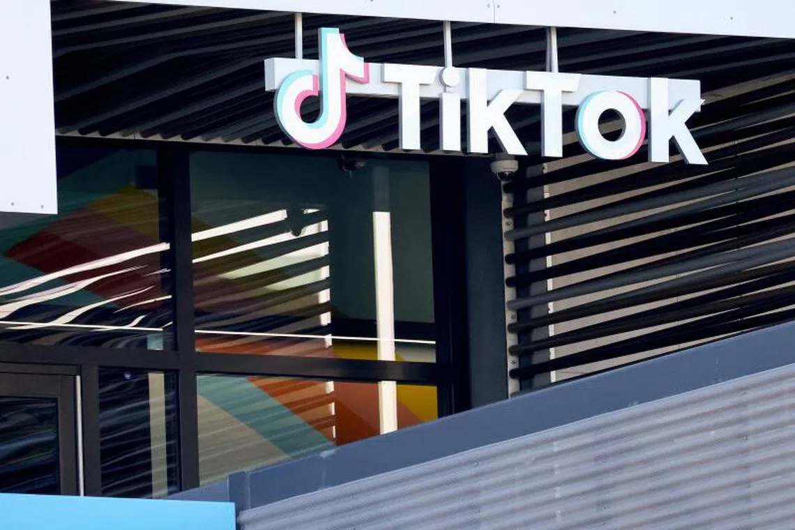 The TikTok logo is displayed at a TikTok office in Culver City, California, on Dec 20, 2022. 