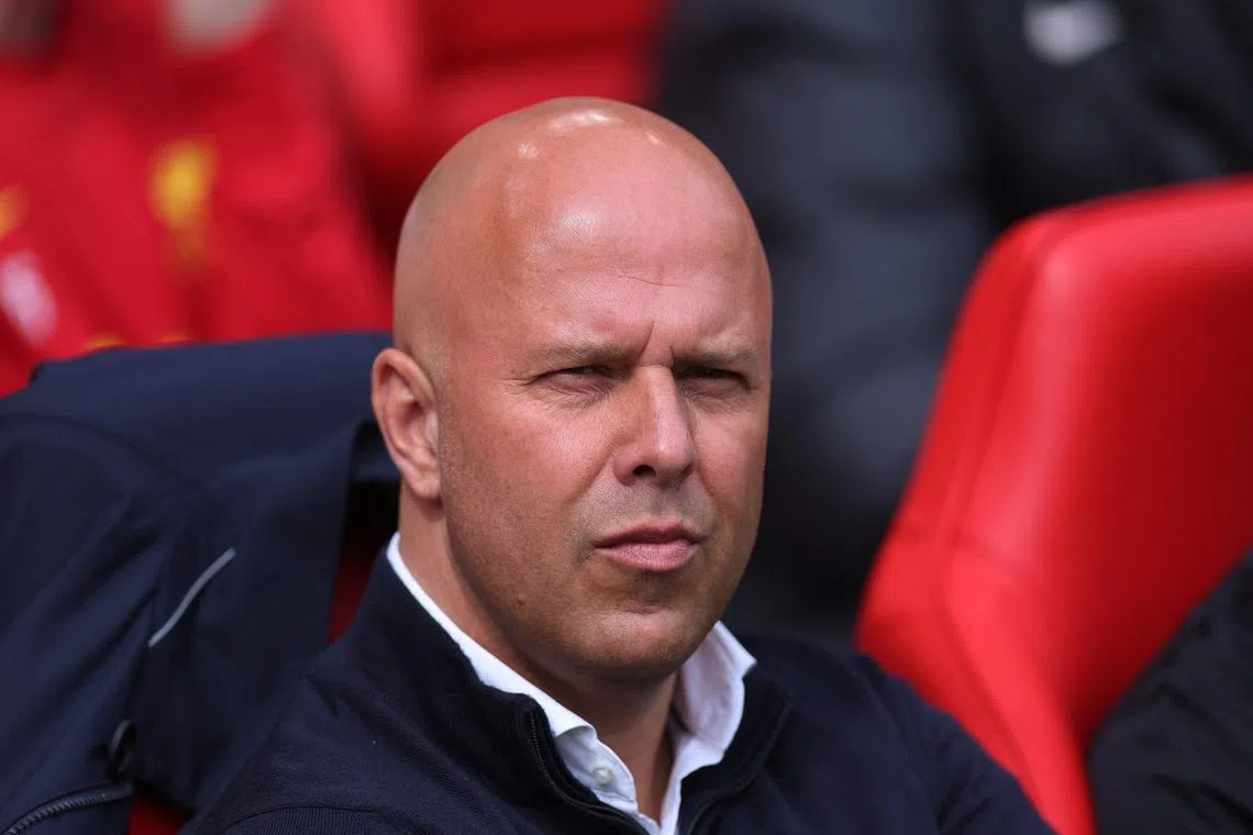 FILE PHOTO: Soccer Football - Premier League - Liverpool v West Ham United - Anfield, Liverpool, Britain - April 13, 2025 Liverpool manager Arne Slot before the match REUTERS/David Klein/File Photo