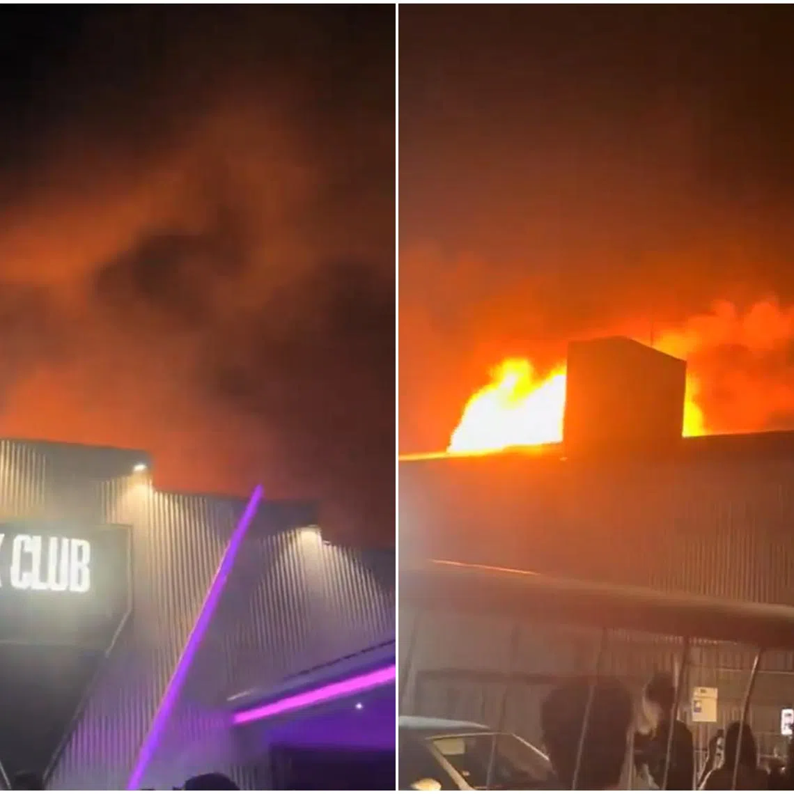 Videos posted on social media showed a huge fire on the roof of the nightclub, which is located in an industrial area of the city.