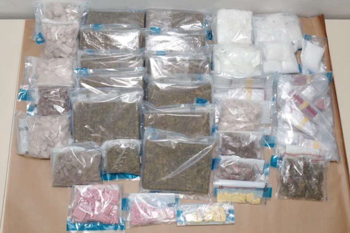 Drugs seized by CNB in an operation conducted on Jan 4, in the vicinity of Cassia Crescent.