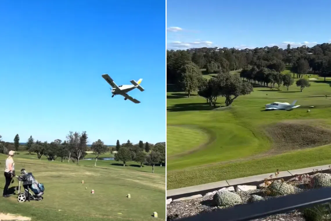 Videos of the crash show the plan flying low over the golf course before hitting the fairway and landing mostly intact.