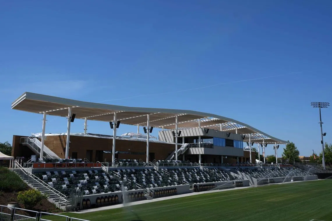 Apr 20, 2026; Irvine, California, USA; A general overall view of the FIFA World Cup 2026 base camp for the United States at the Championship Soccer Stadium at the Great Park Sports Complex. Mandatory Credit: Kirby Lee-Imagn Images