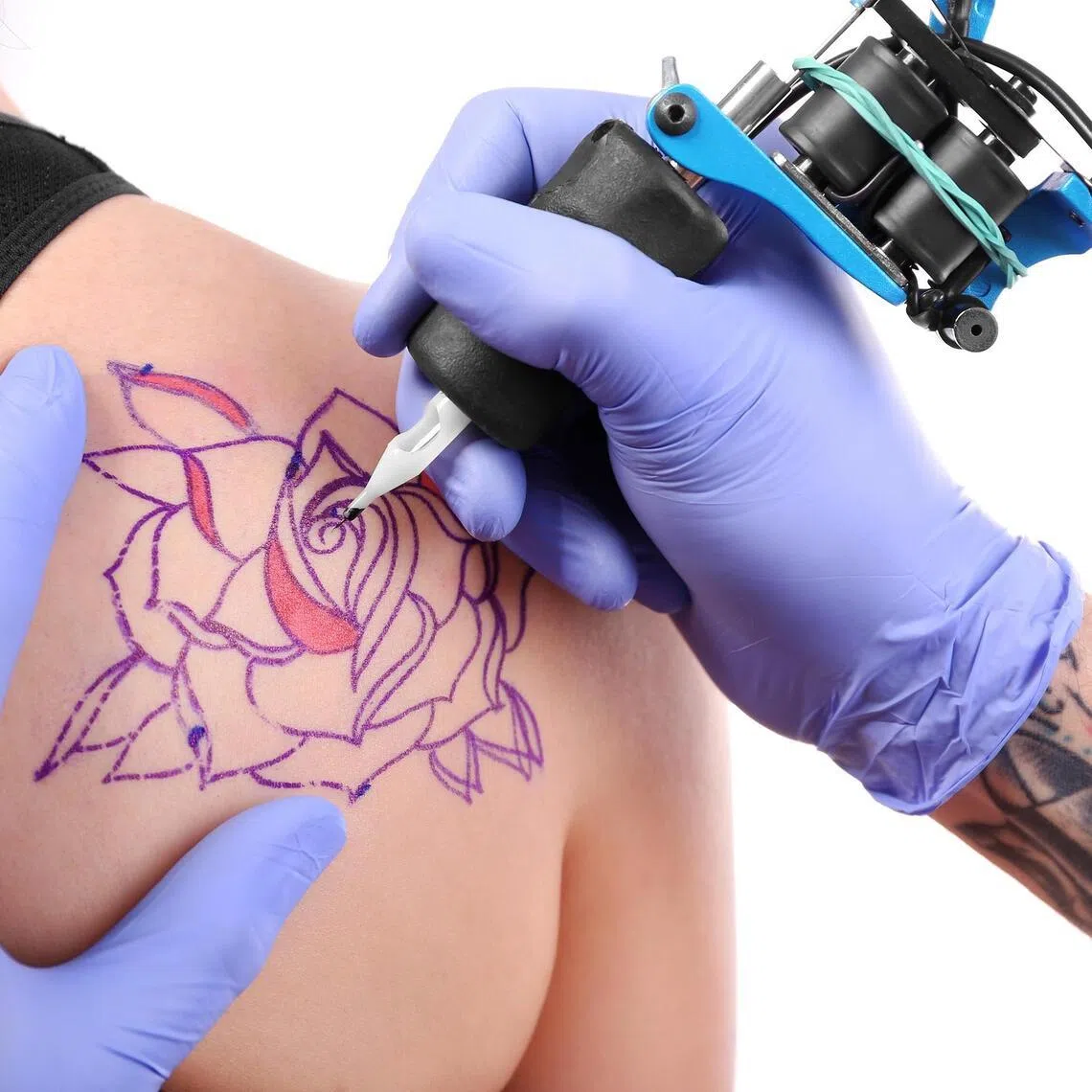 Process of making tattoo, closeup