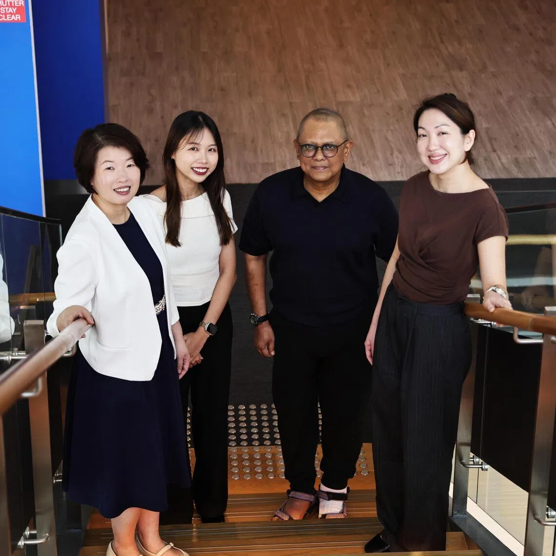 Cancer patient Gerald William Pereira (second from right) with (from left) Clinical Associate Professor Shirlynn Ho, Associate Psychologist Perlie Ng and Assistant Professor Jolene Wong.