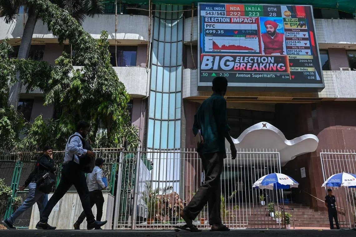 India’s stock market weathered its heaviest selling since the Covid-19 pandemic as the votes were tallied.