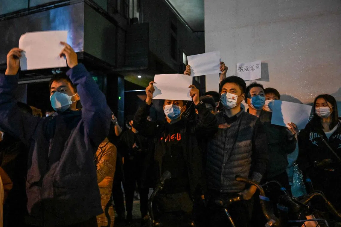 Holding up blank sheets of paper in silent protest is a tactic used in part to evade censorship or arrest.