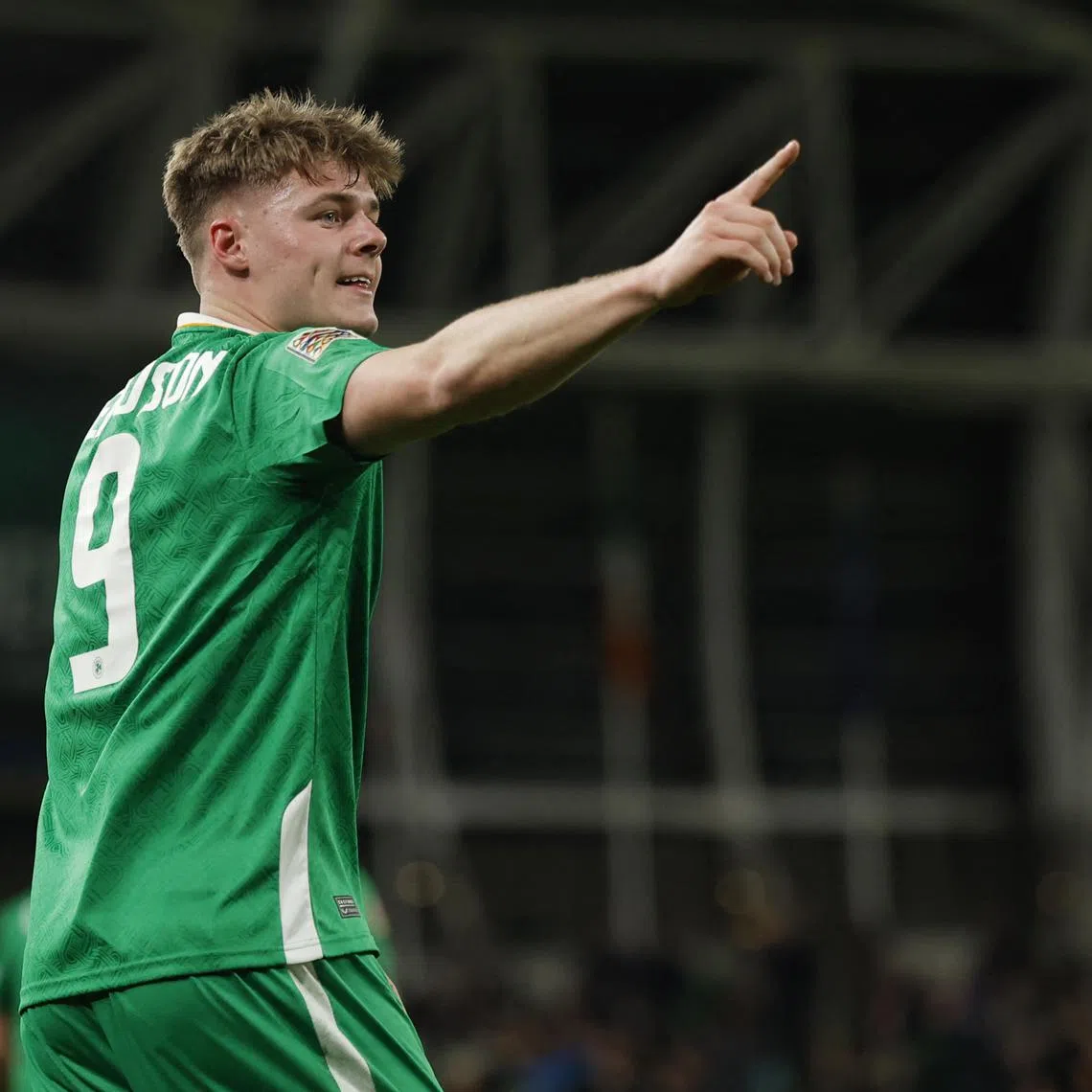 FILE PHOTO: Soccer Football - Nations League - Play-offs - Second Leg - Republic of Ireland v Bulgaria - Aviva Stadium, Dublin, Ireland - March 23, 2025, Republic of Ireland's Evan Ferguson celebrates scoring their first goal REUTERS/Clodagh Kilcoyne/File Photo