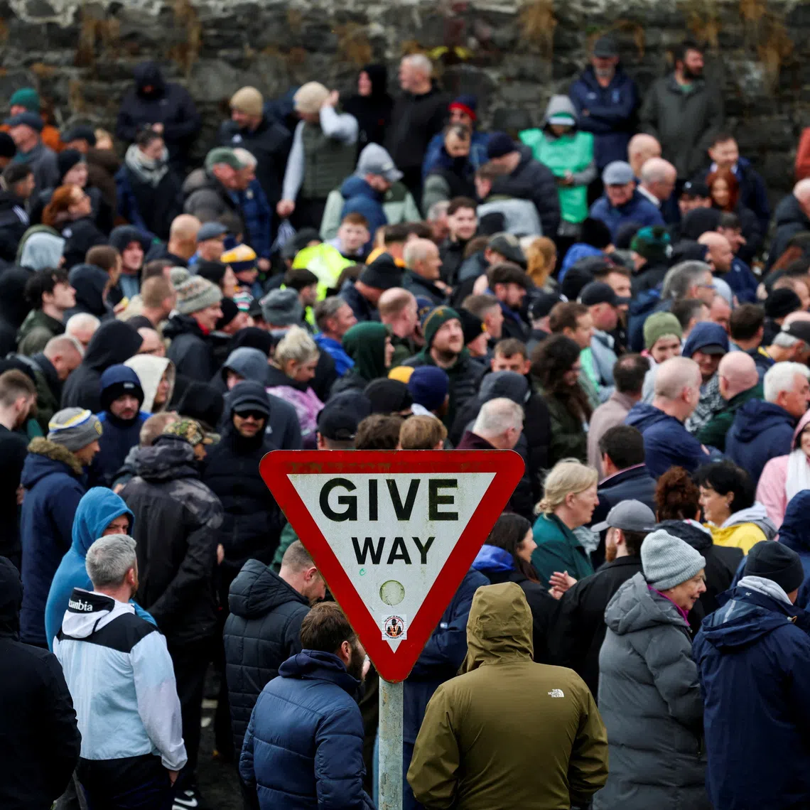 People protest on the Garvaghy Road, a Catholic enclave in the largely Protestant town of Portadown, against the Protestant Orange Order's annual Drumcree parade, in Northern Ireland, September 27, 2026. REUTERS/Cathal McNaughton