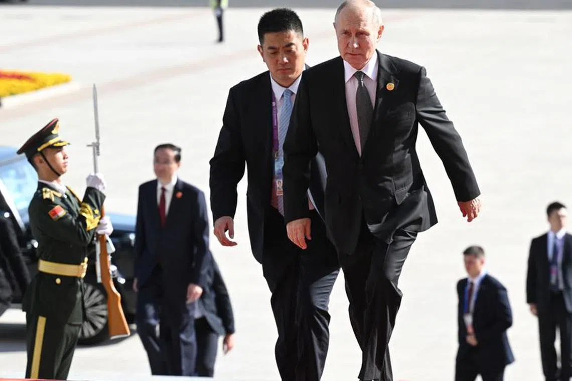 Russian President Vladimir Putin arrives for the opening ceremony of the Belt and Road Forum in Beijing, China, October 18, 2023. Sputnik/Dmitry Azarov/Pool via REUTERS